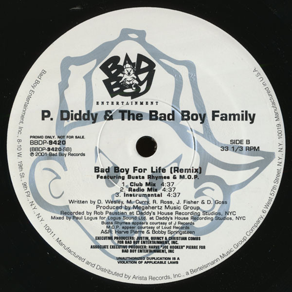 商品詳細 ： 【中古・USED】G.DEP / P. DIDDY & THE BAD BOY FAMILY(12) SPECIAL DELIVERY / BAD BOY FOR LIFE (REMIX)【HIPHOP】