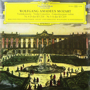 商品詳細 ： ヴォルフガング・シュナイダーハン（Vn, 指揮）/ ベルリン・フィルハーモニー管弦楽団　(LP 180g重量盤)　タイトル名：W.A.モーツァルト：ヴァイオリン協奏曲 第4番 ニ長調 『シュトラスブルガー』　KV.218 ／ 第5番 イ長調 『トルコ風』　KV.219