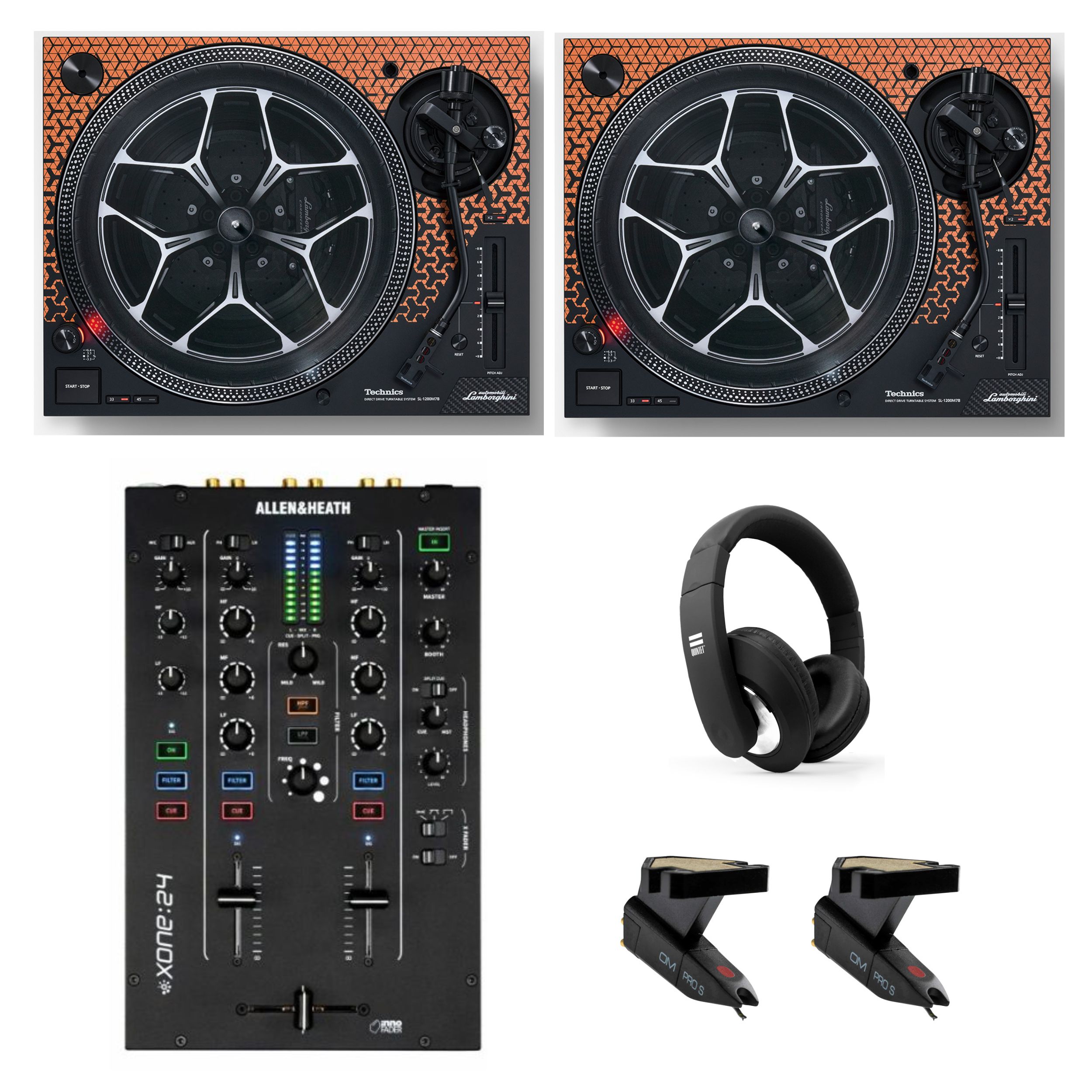 商品詳細 ： 【音質こだわり×ランボルギーニコラボモデル】Technics SL-1200M7B アナログDJセット （ALLEN & HEATH XONE:24/OM Pro S×2/Voyage） ★Lamia 3m・DJはじめました！ HOW TO DJ講座/初心者はじめてブック進呈！