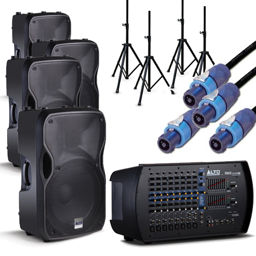 商品詳細 ： 持ち運びしやすいアンプ内蔵ミキサー＋12インチスピーカー4本セット！(TS112×4/RMX2408DFX/STS-77×4/スピコン3m×4)★PAマスターガイドプレゼント！