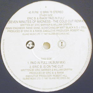 iڍ F ERIC B. & RAKIM(12) PAID IN FULL (UK RE-ISSUE)