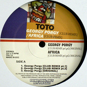 iڍ F TOTO(12) GEORGY PORGY [CLUB REMIX pt1,pt2,ORIGINAL] / AFRICA [CLUB REMIX pt1,pt2,ORIGINAL]