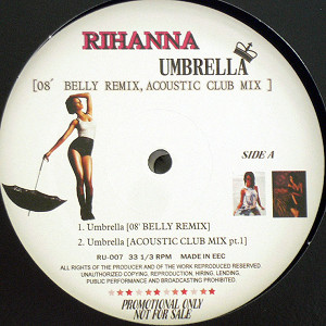 商品詳細 ： RIHANNA(12) UMBRELLA [08 BELLY REMIX ACOUSTIC CLUB MIX pt.1,2] etc...