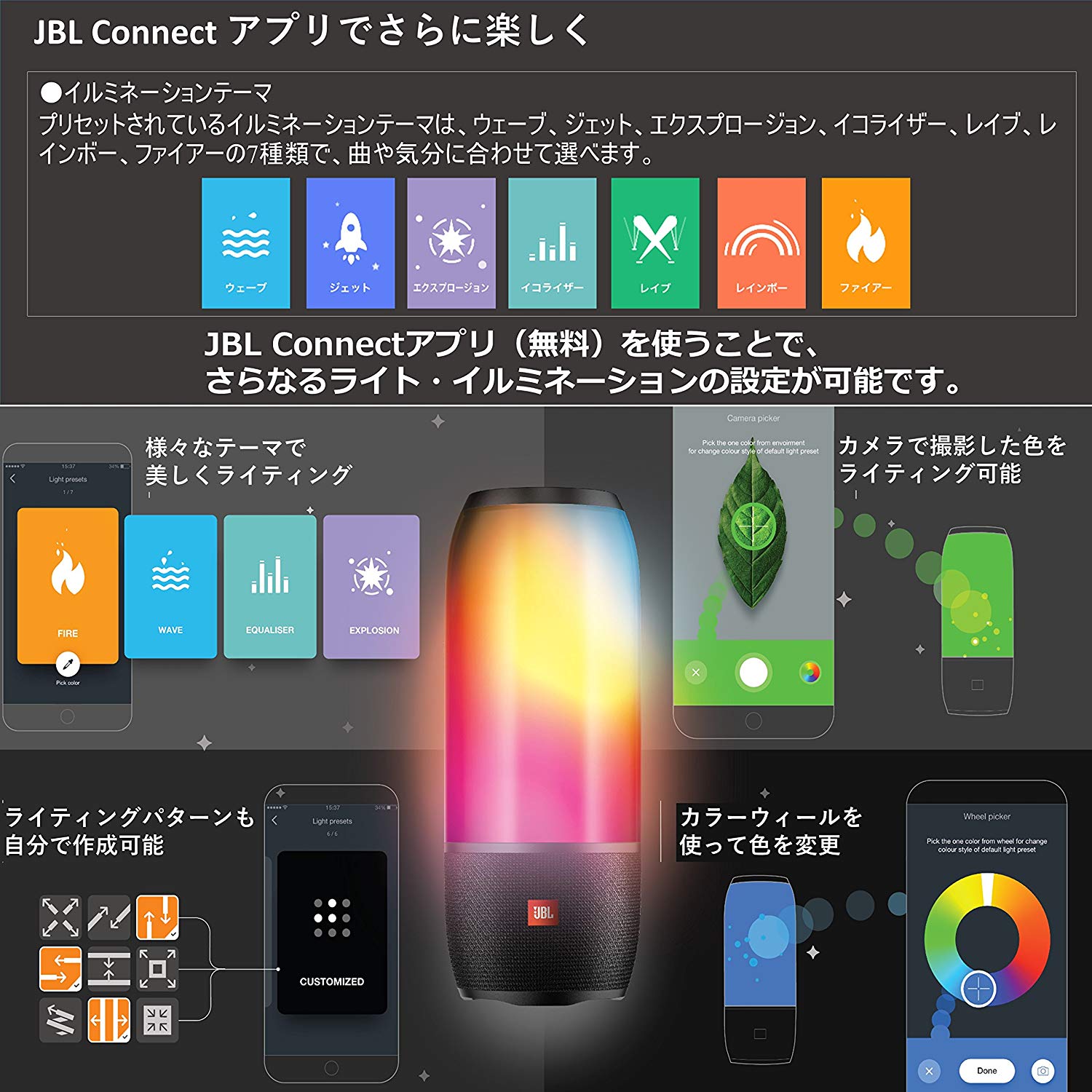 音に合わせてledが光る Jbl ポータブルスピーカー Pulse 3 Ipx7防水 連続再生15時間 国内正規品 全2色 Dj機材アナログレコード専門店otairecord