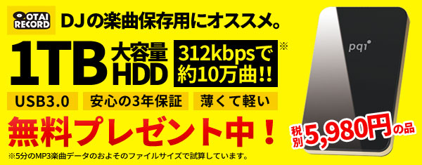 超大容量1TB HDD無料プレゼント!
