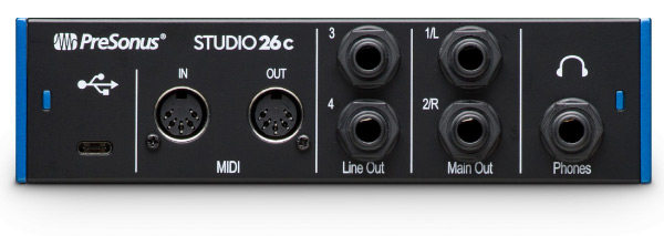 PreSonus Studio 26c 2x4 192 kHz USB Audio Interface Bundle with Studio One  Artist Software, Blucoil 10-FT Balanced XLR Cable, 2x Straight Instrument C 