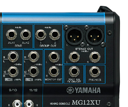 YAMAHAのオーディオインターフェース内臓ミキサーMG12XUの商品ページです。